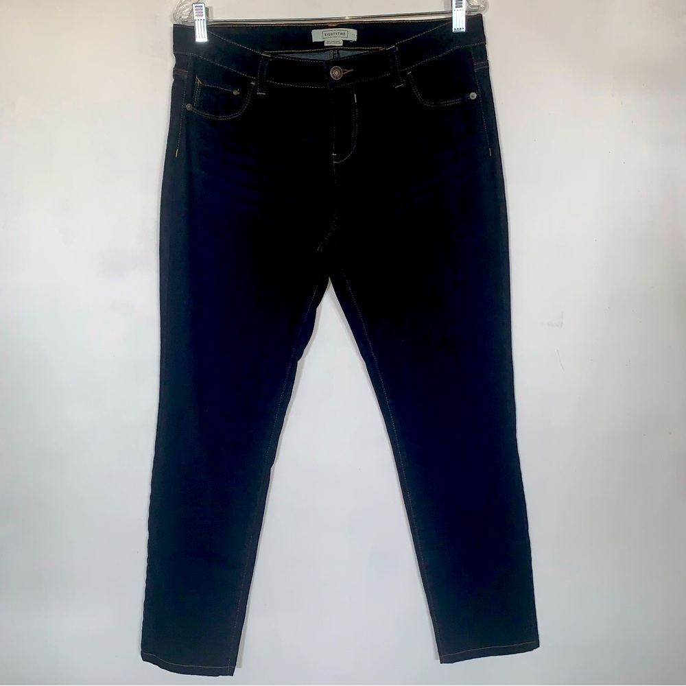 Eighty Two Denim Jeans Skinny Dark Wash 5 Pocket With Belt Loops Size 13